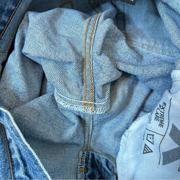 Vintage Y2K Express Extreme Flare Denim Jeans Mid Wash Size 9/10R 90's - Picture 10 of 13